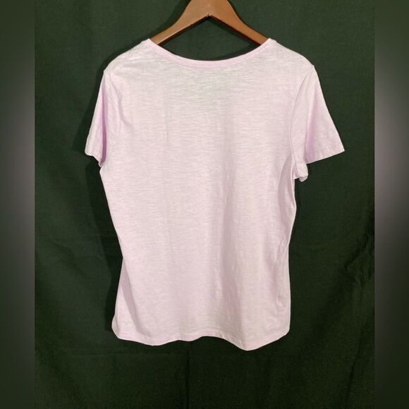 Eddie Bauer T-Shirt Women’s L Purple Lavender Floral V-Neck Casual Outdoor Tee - Picture 3 of 8